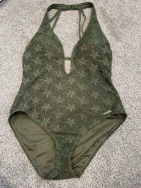 Vince Camuto Olive Lace Detail One-Piece